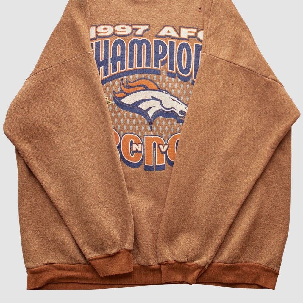 Fanatics Denver Broncos Tultex 1997 Pullover Sweatshirt Brown Vintage