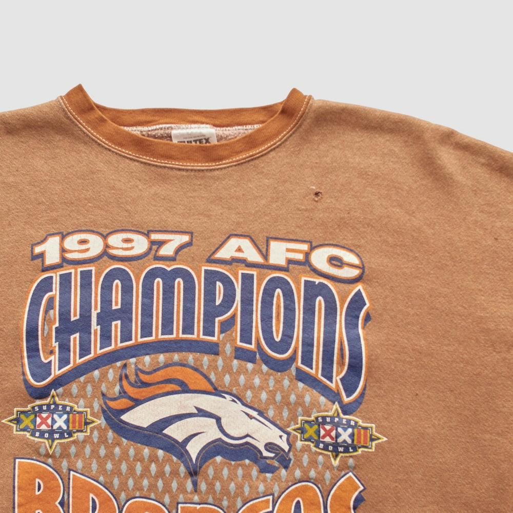 Fanatics Denver Broncos Tultex 1997 Pullover Sweatshirt Brown Vintage