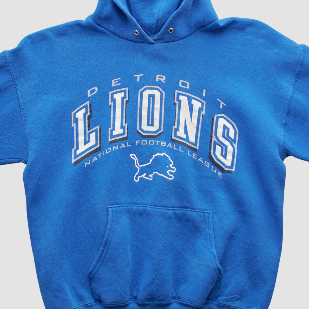 Fanatics Detroit Lions 2000s Hooded Pullover Sweatshirt Blue Vintage