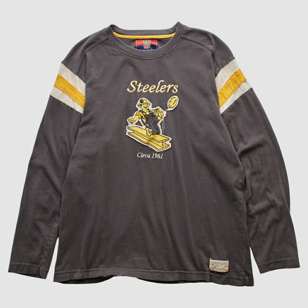 Fanatics Pittsburgh Steelers Reebok 2000s Long Sleeve T-shirt Charcoal Vintage