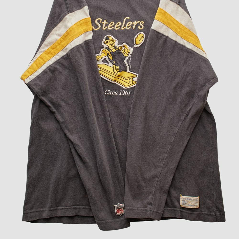 Fanatics Pittsburgh Steelers Reebok 2000s Long Sleeve T-shirt Charcoal Vintage
