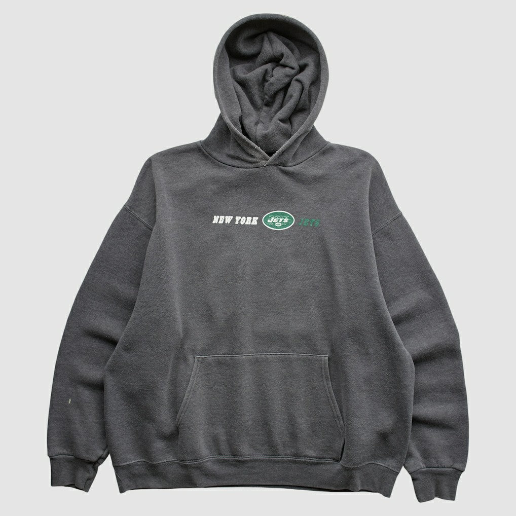 Fanatics New York Jets Team Edition Apparel 2000s Hooded Pullover Sweatshirt Charcoal Vintage