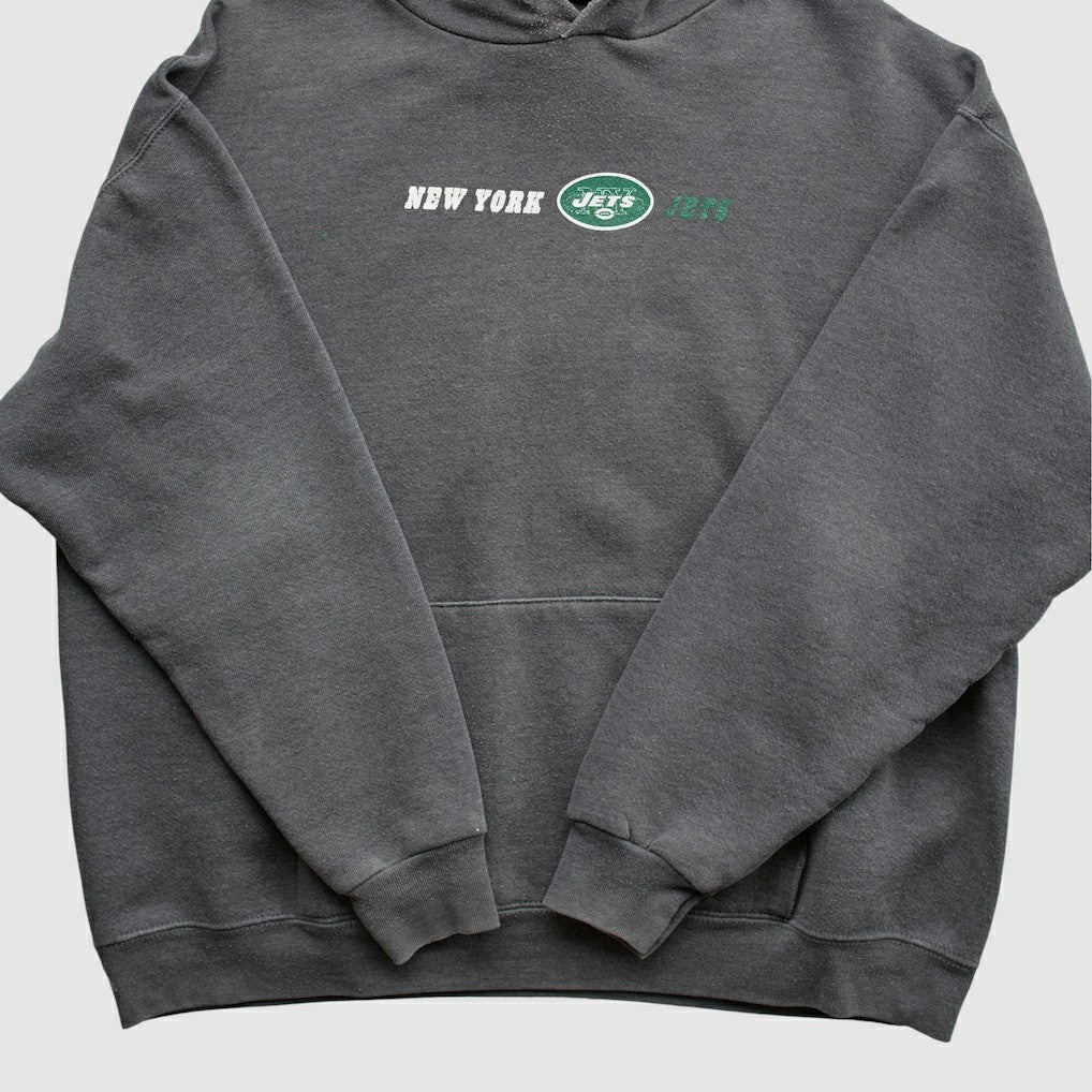 Fanatics New York Jets Team Edition Apparel 2000s Hooded Pullover Sweatshirt Charcoal Vintage