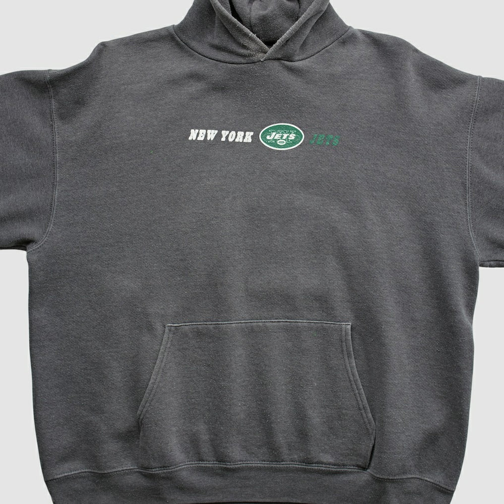 Fanatics New York Jets Team Edition Apparel 2000s Hooded Pullover Sweatshirt Charcoal Vintage