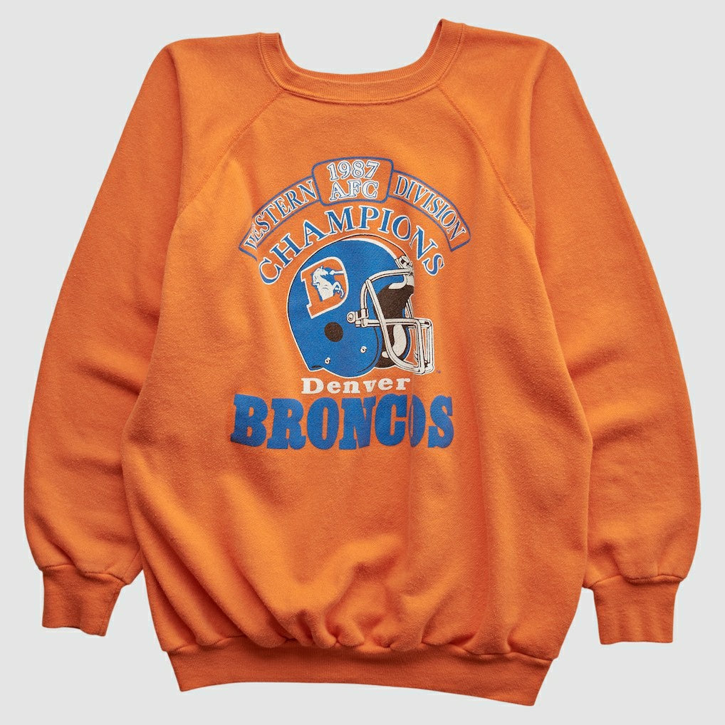 Fanatics Denver Broncos Trench 1987 Pullover Sweatshirt Orange Vintage