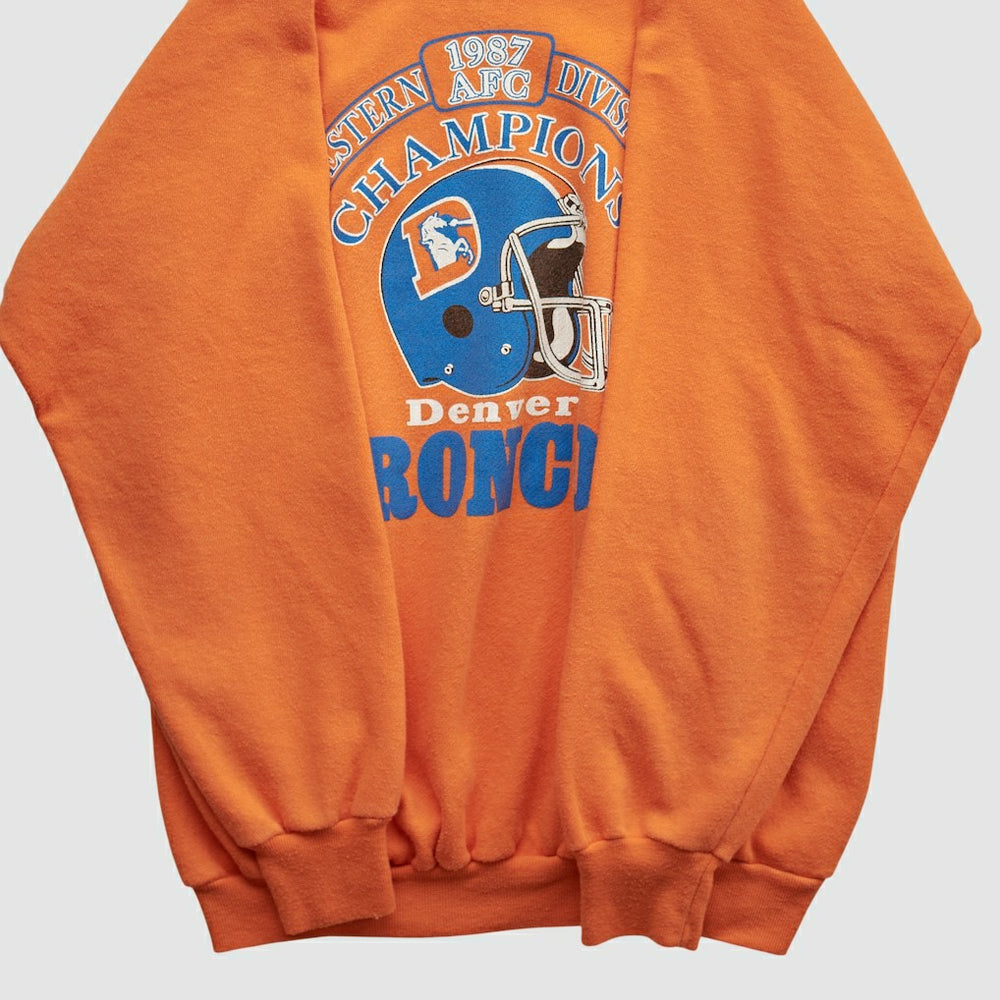 Fanatics Denver Broncos Trench 1987 Pullover Sweatshirt Orange Vintage