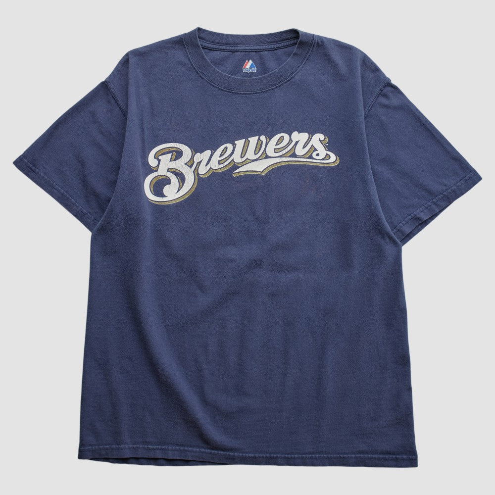 Milwaukee Brewers Majestic 2000s T-shirt - Navy - Vintage - Fanatics on Sale