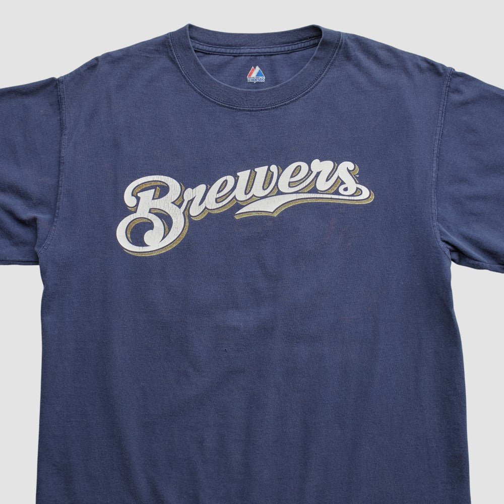 Milwaukee Brewers Majestic 2000s T-shirt - Navy - Vintage - Fanatics on Sale
