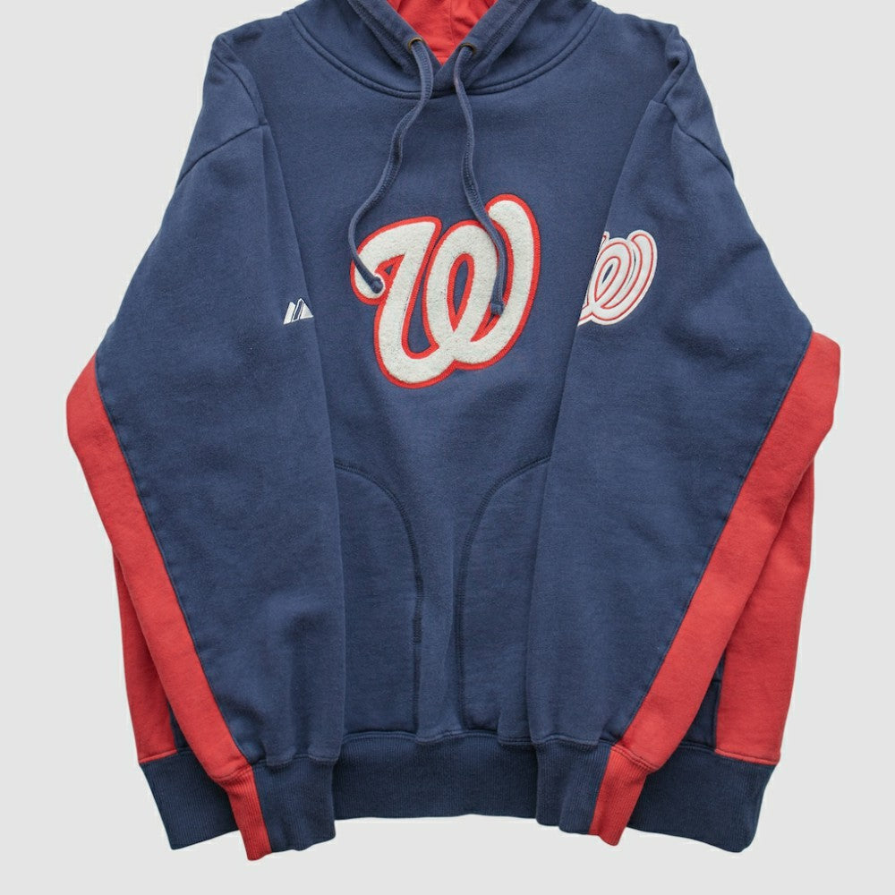 Washington Nationals Majestic 2000s Hooded Pullover Sweatshirt - Navy - Vintage - Fanatics Lifestyle