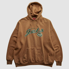 Fanatics New York Jets NFL 2000s Hooded Pullover Sweatshirt Brown Vintage