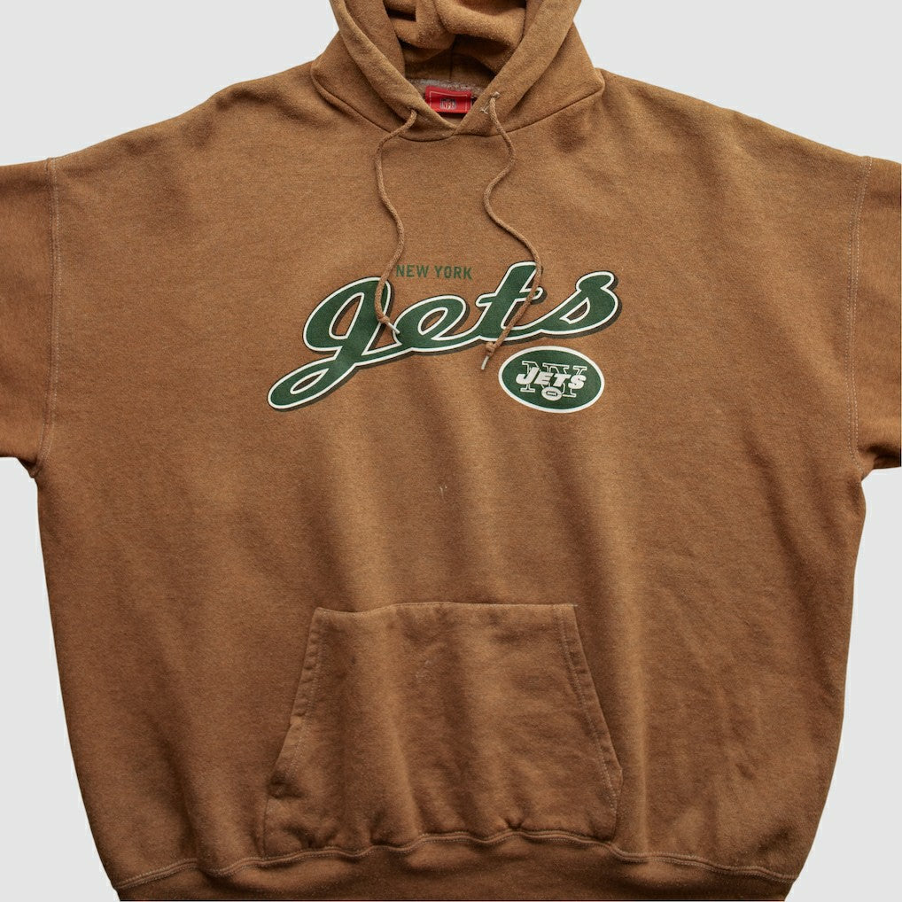 Fanatics New York Jets NFL 2000s Hooded Pullover Sweatshirt Brown Vintage