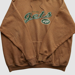 Fanatics New York Jets NFL 2000s Hooded Pullover Sweatshirt Brown Vintage