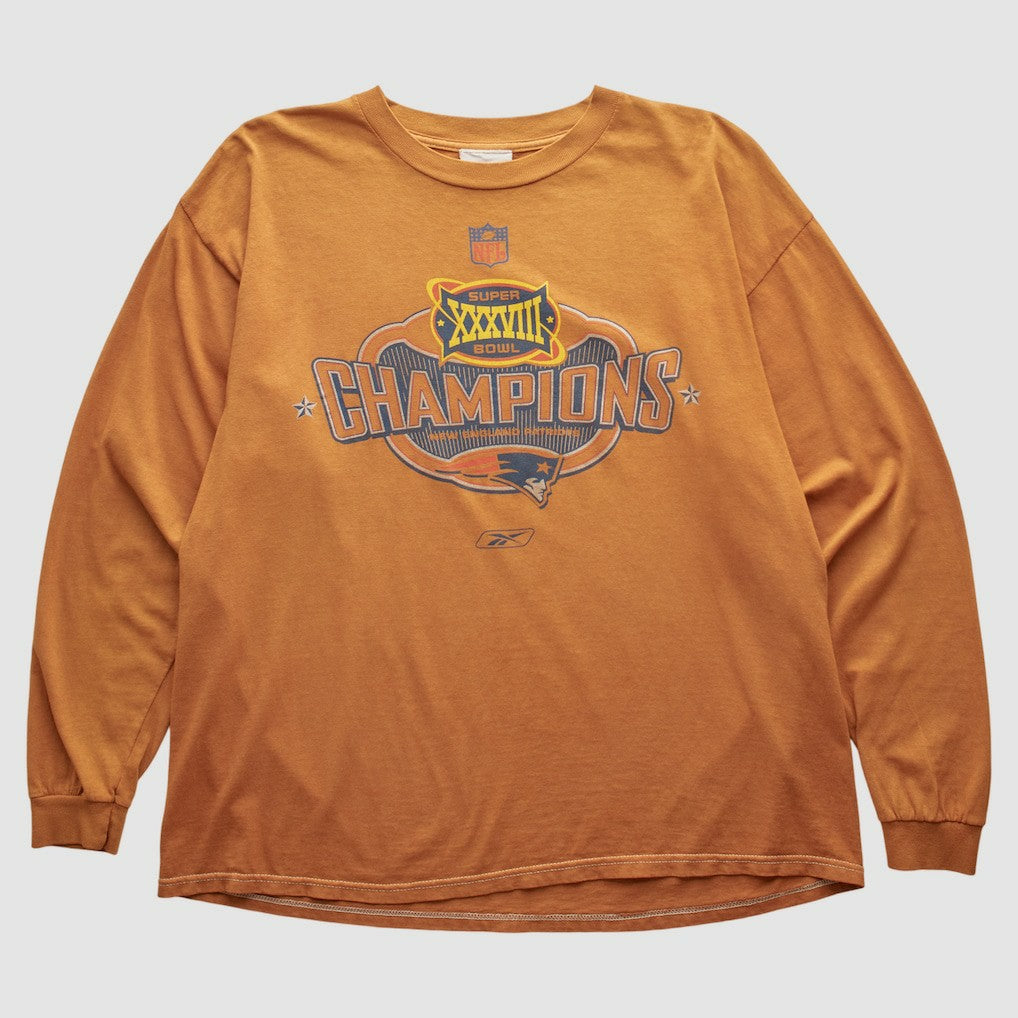 Fanatics New England Patriots Reebok 2004 Long Sleeve T-shirt Orange Vintage