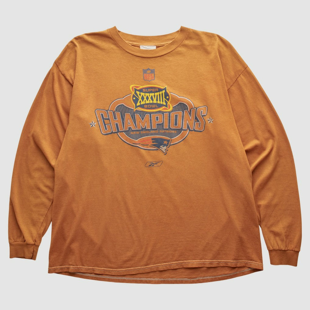 Fanatics New England Patriots Reebok 2004 Long Sleeve T-shirt Orange Vintage