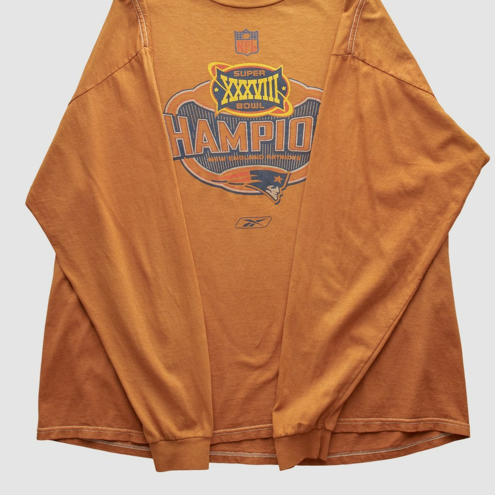 Fanatics New England Patriots Reebok 2004 Long Sleeve T-shirt Orange Vintage