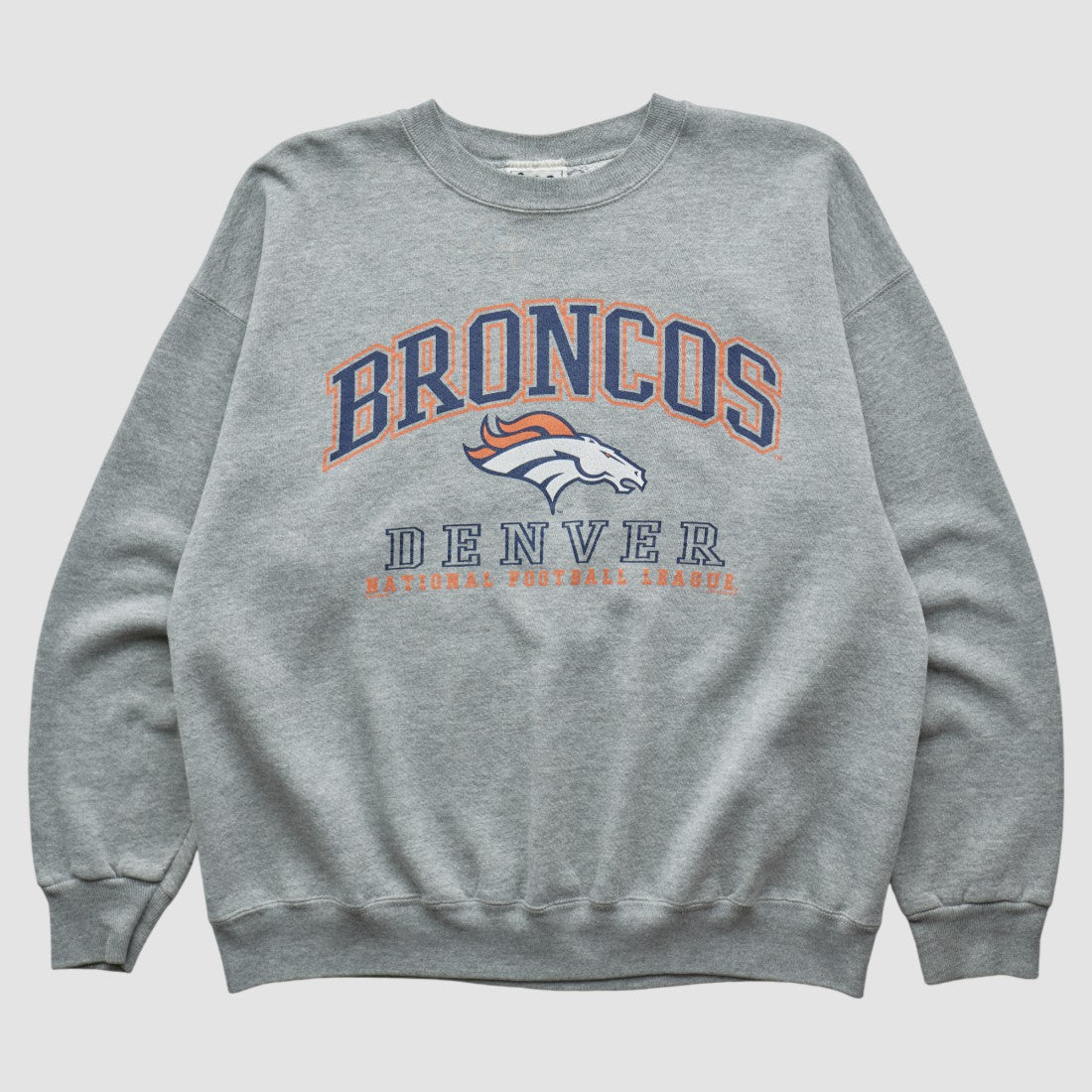 Fanatics Denver Broncos Lee Sport 90s Pullover Sweatshirt Heather Gray Vintage
