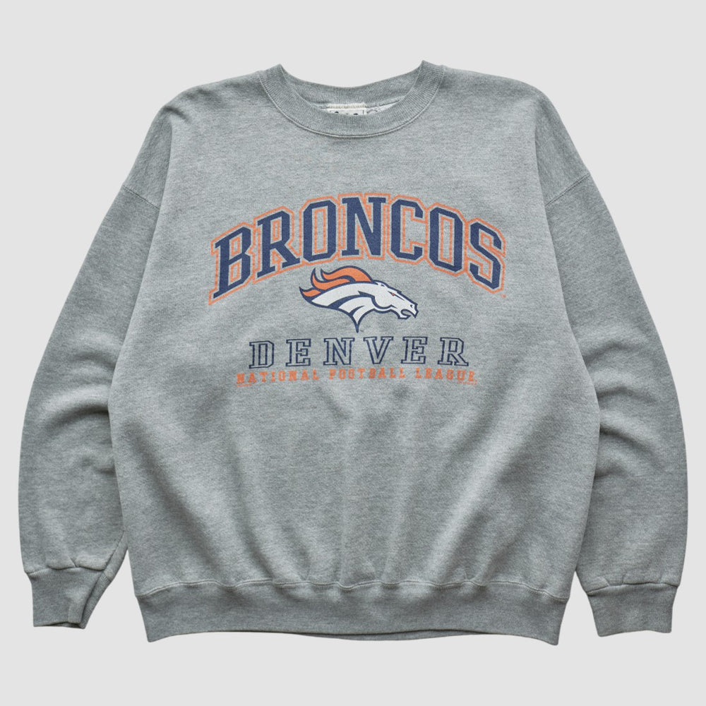 Fanatics Denver Broncos Lee Sport 90s Pullover Sweatshirt Heather Gray Vintage