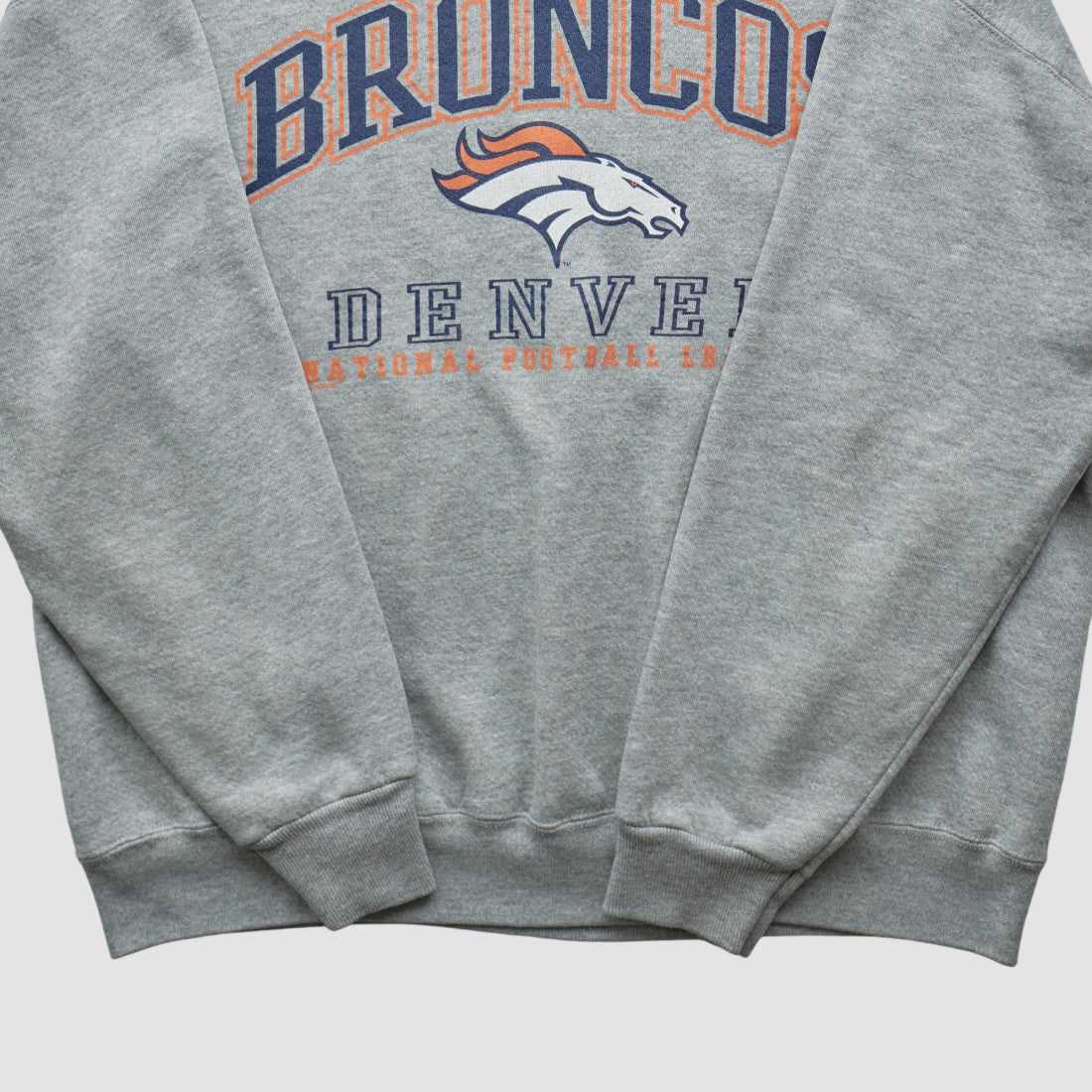 Fanatics Denver Broncos Lee Sport 90s Pullover Sweatshirt Heather Gray Vintage