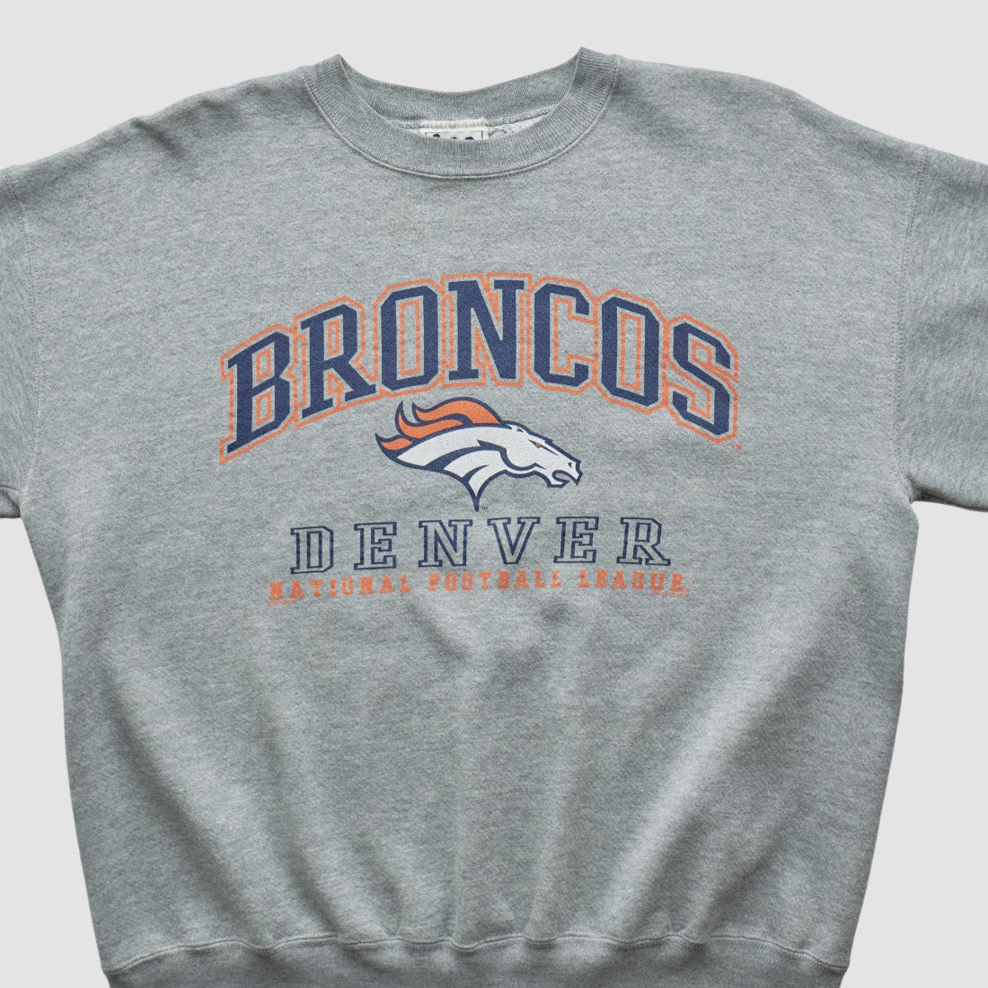 Fanatics Denver Broncos Lee Sport 90s Pullover Sweatshirt Heather Gray Vintage
