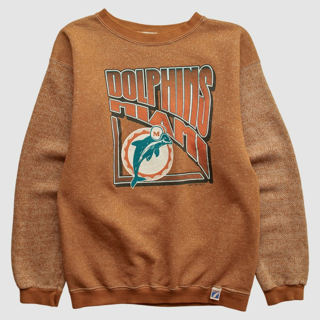 Fanatics Miami Dolphins Logo 7 90s Pullover Sweatshirt Brown Vintage