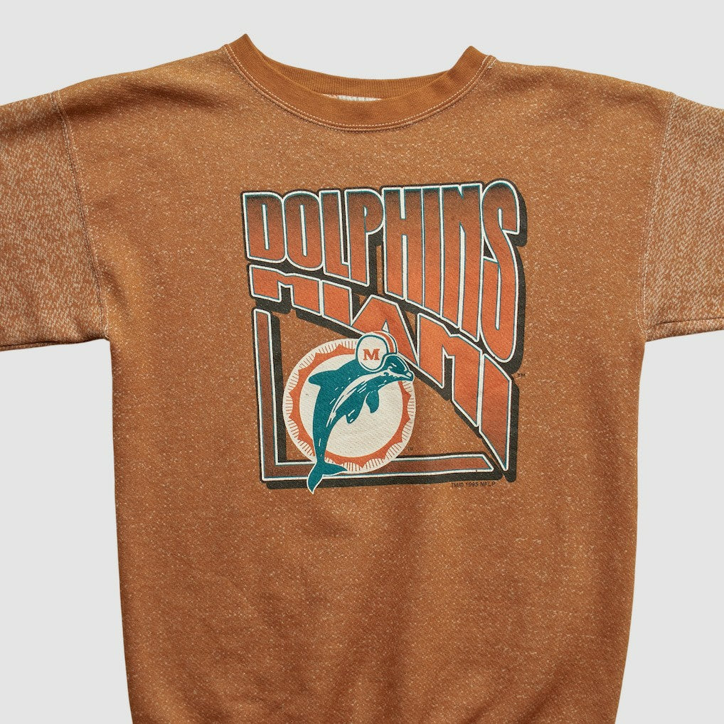 Fanatics Miami Dolphins Logo 7 90s Pullover Sweatshirt Brown Vintage