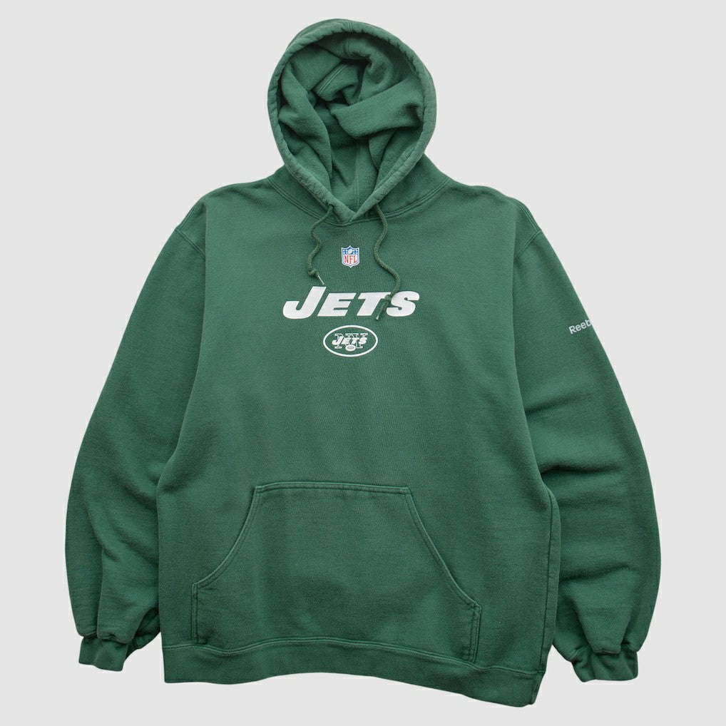 Fanatics New York Jets Reebok 2000s Hooded Pullover Sweatshirt Green Vintage