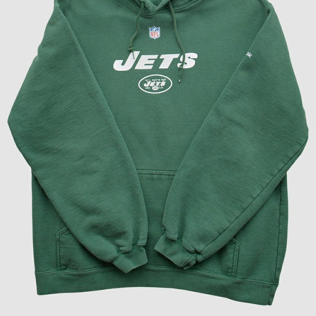 Fanatics New York Jets Reebok 2000s Hooded Pullover Sweatshirt Green Vintage