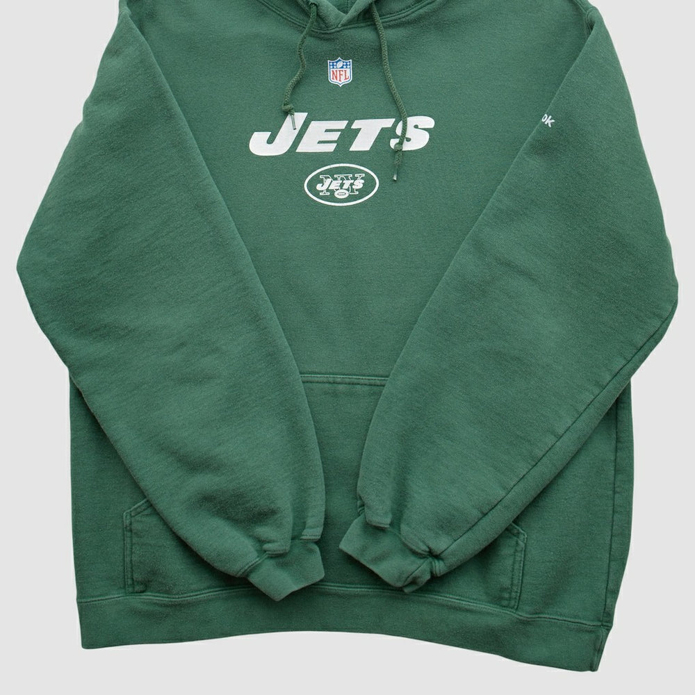 Fanatics New York Jets Reebok 2000s Hooded Pullover Sweatshirt Green Vintage