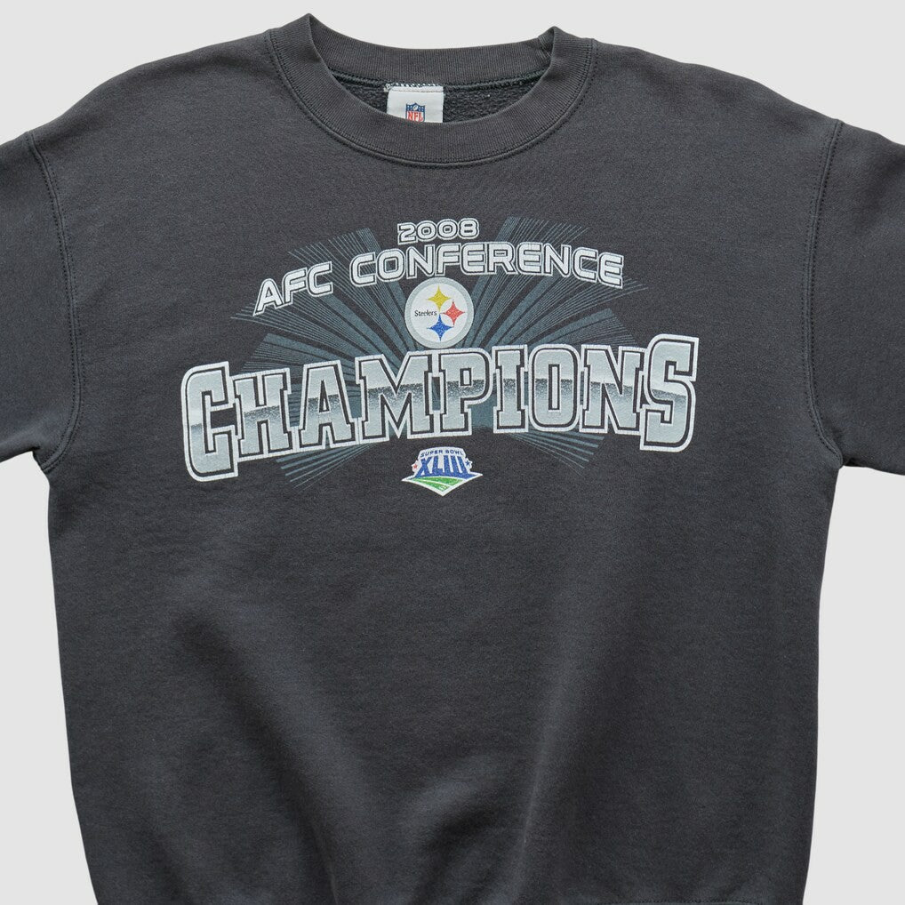 Fanatics Pittsburgh Steelers NFL 2008 Pullover Sweatshirt Charcoal Vintage
