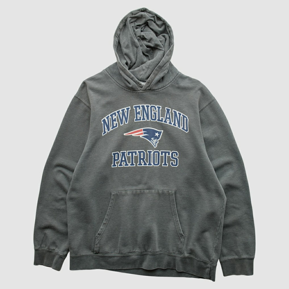 Fanatics New England Patriots Majestic 2010s Hooded Pullover Sweatshirt Gray Vintage