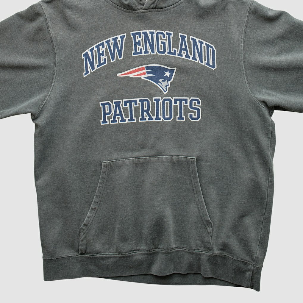 Fanatics New England Patriots Majestic 2010s Hooded Pullover Sweatshirt Gray Vintage
