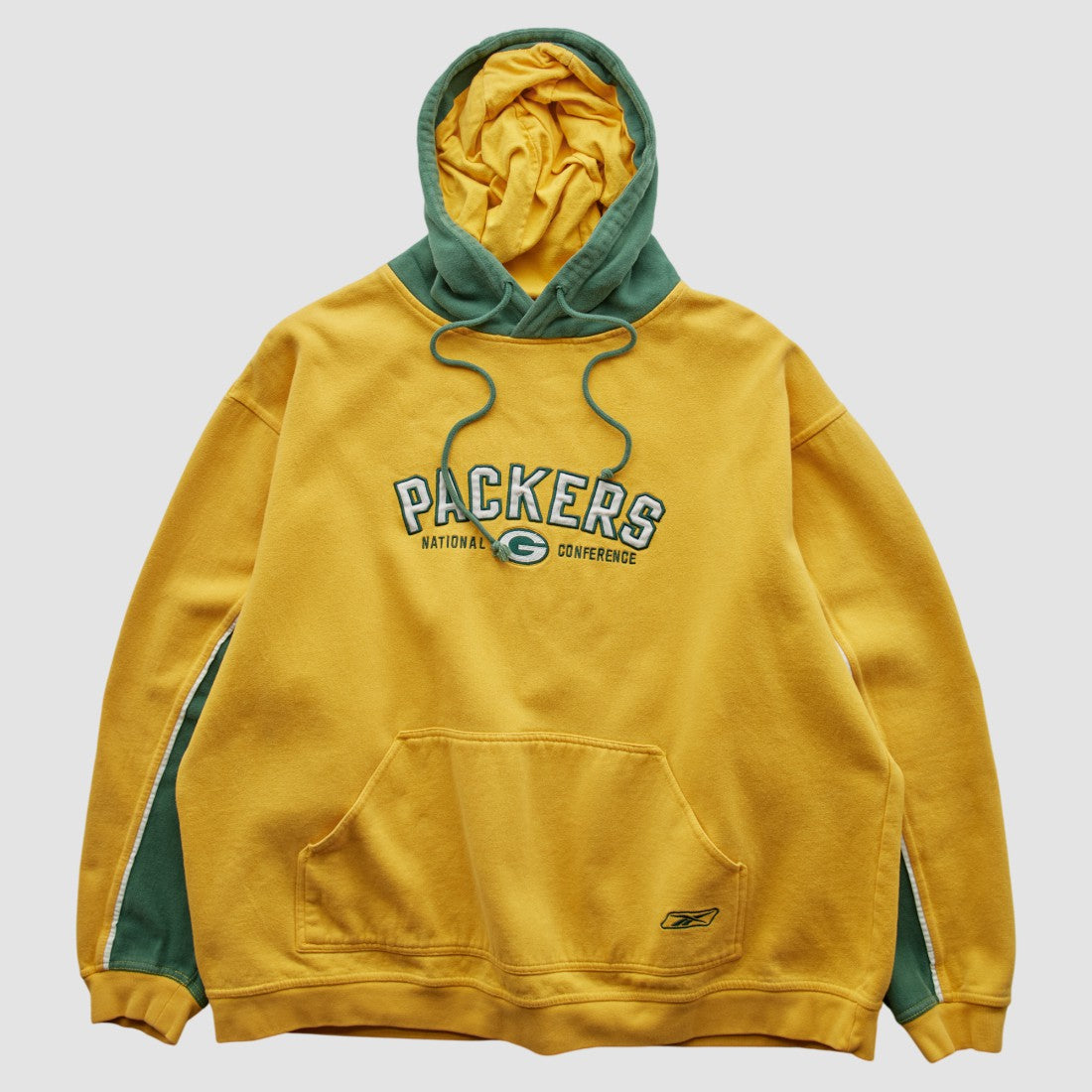 Fanatics Green Bay Packers Reebok 2000s Hooded Pullover Sweatshirt Yellow Vintage