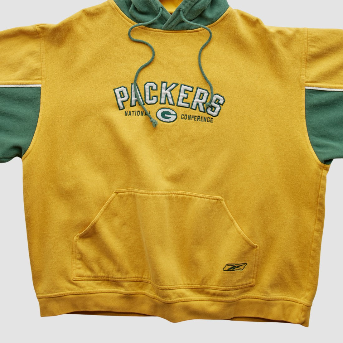 Fanatics Green Bay Packers Reebok 2000s Hooded Pullover Sweatshirt Yellow Vintage