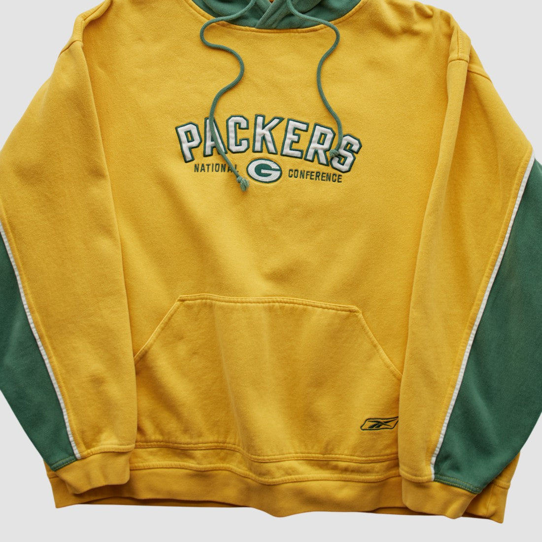 Fanatics Green Bay Packers Reebok 2000s Hooded Pullover Sweatshirt Yellow Vintage