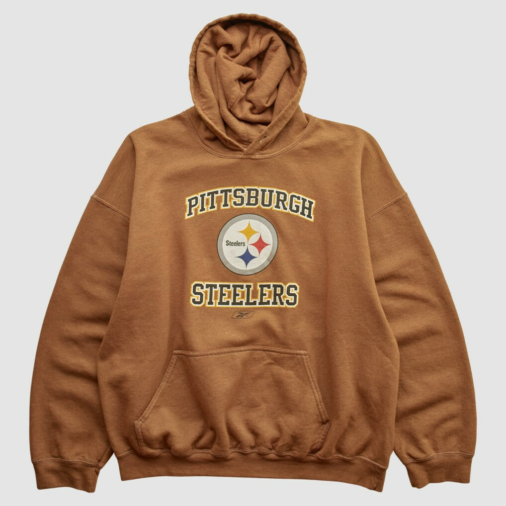 Fanatics Pittsburgh Steelers Reebok 2000s Hooded Pullover Sweatshirt Brown Vintage