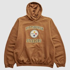 Fanatics Pittsburgh Steelers Reebok 2000s Hooded Pullover Sweatshirt Brown Vintage