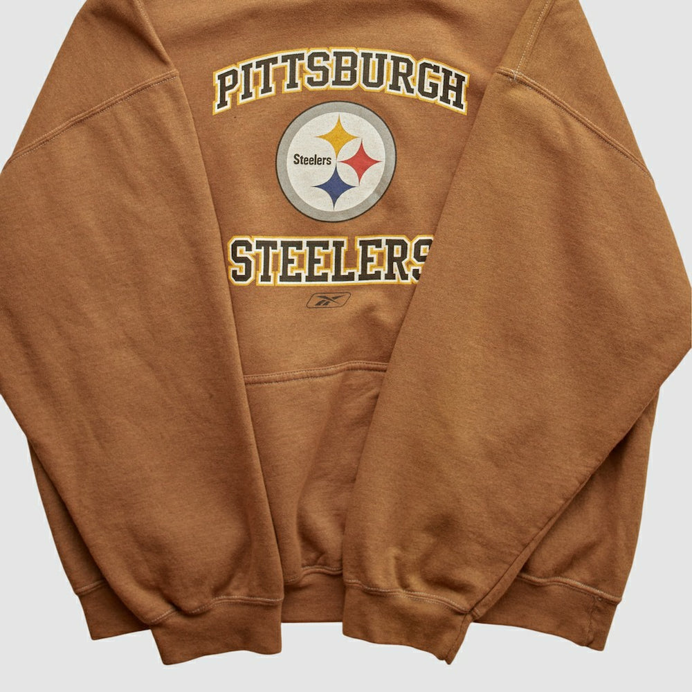 Fanatics Pittsburgh Steelers Reebok 2000s Hooded Pullover Sweatshirt Brown Vintage