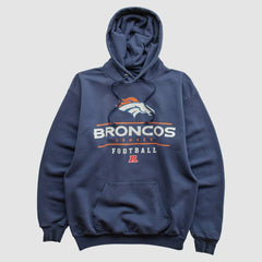 Fanatics Denver Broncos NFL 2000s Hooded Pullover Sweatshirt Navy Vintage