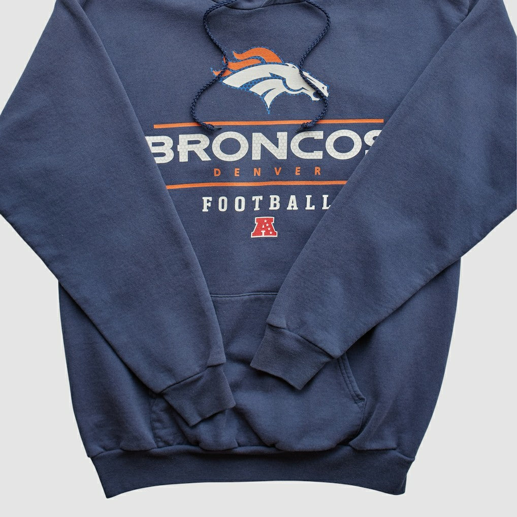 Fanatics Denver Broncos NFL 2000s Hooded Pullover Sweatshirt Navy Vintage