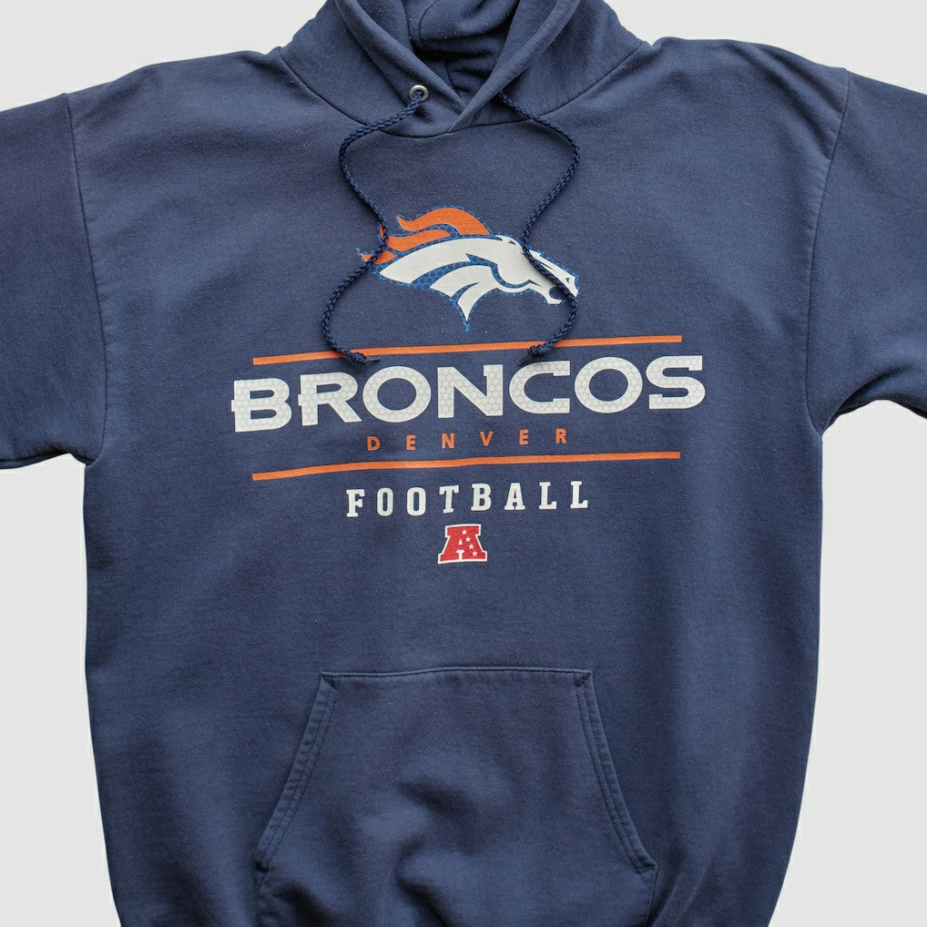 Fanatics Denver Broncos NFL 2000s Hooded Pullover Sweatshirt Navy Vintage