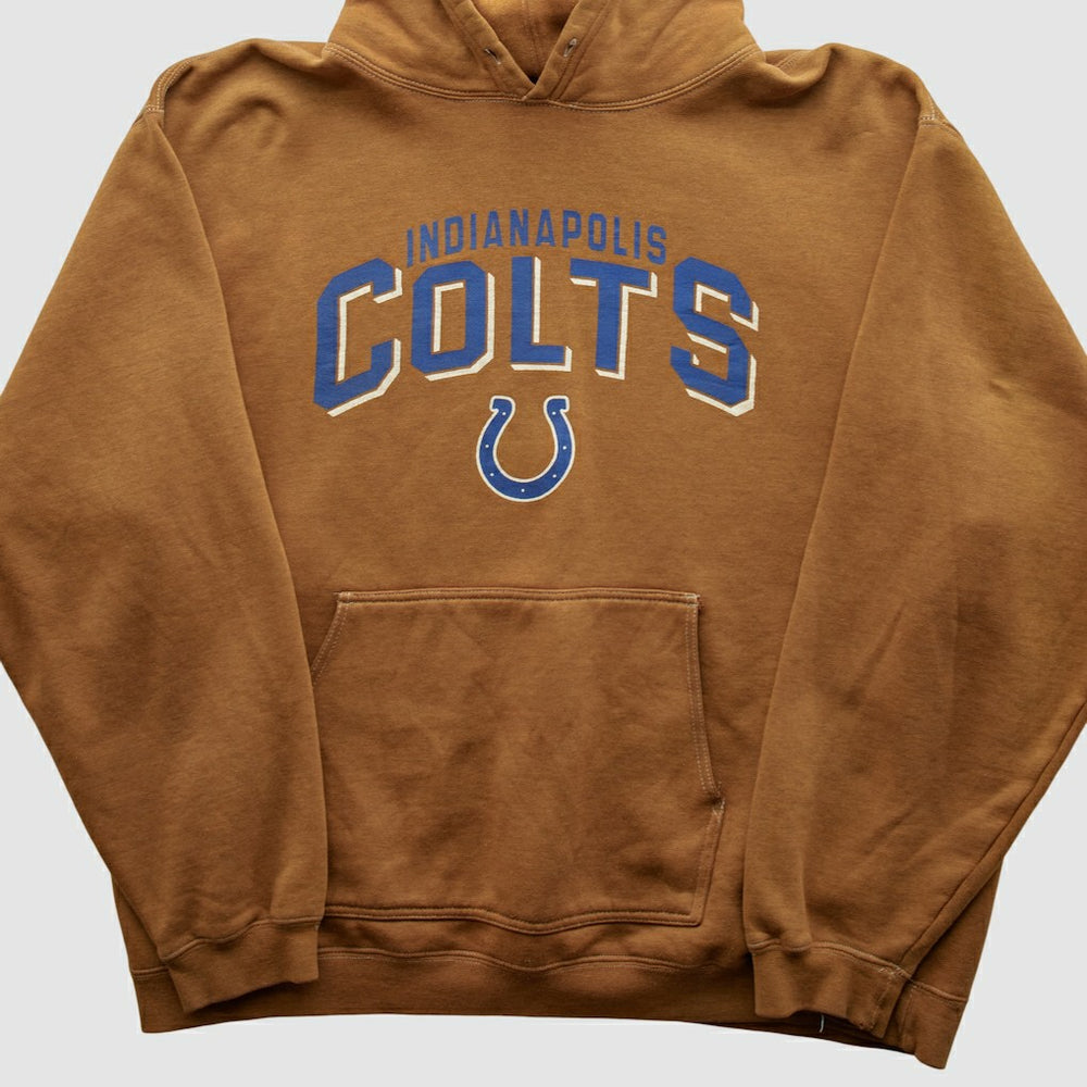 Fanatics Indianapolis Colts Reebok 2000s Hooded Pullover Sweatshirt Tan Vintage