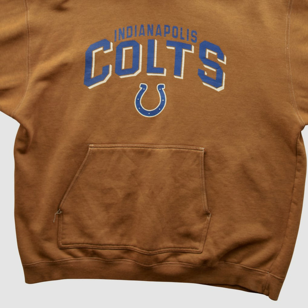 Fanatics Indianapolis Colts Reebok 2000s Hooded Pullover Sweatshirt Tan Vintage