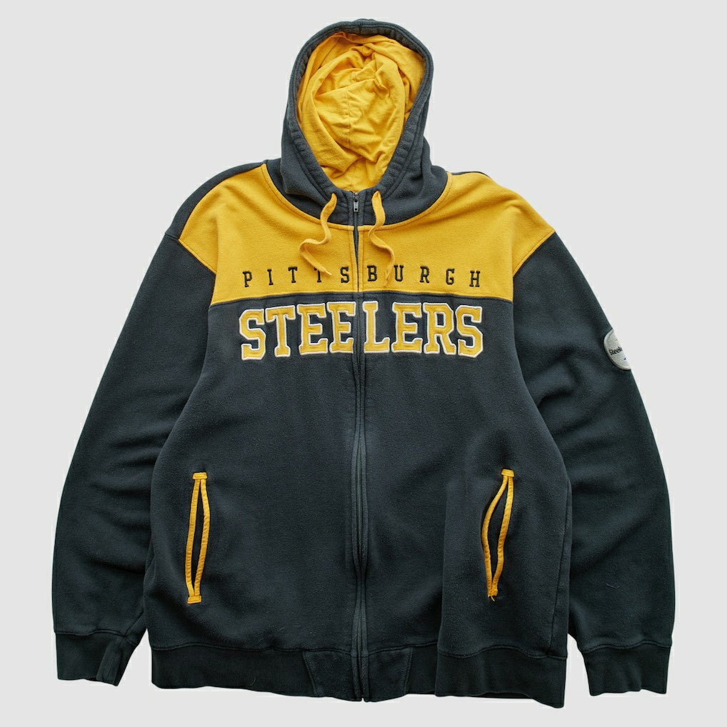 Fanatics Pittsburgh Steelers NFL 2010s Hooded Full Zip Sweatshirt Black Vintage