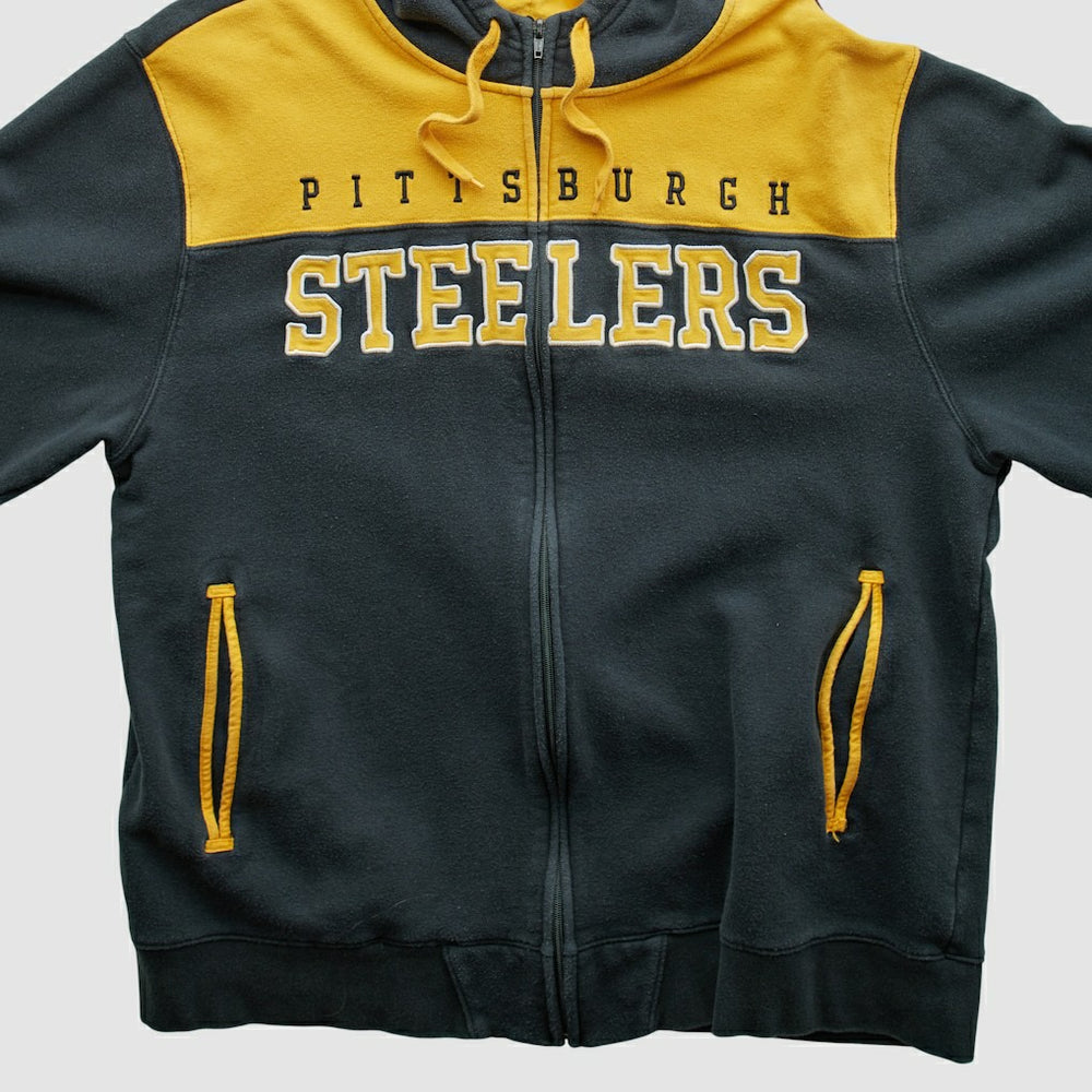 Fanatics Pittsburgh Steelers NFL 2010s Hooded Full Zip Sweatshirt Black Vintage