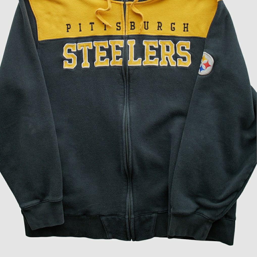 Fanatics Pittsburgh Steelers NFL 2010s Hooded Full Zip Sweatshirt Black Vintage