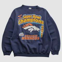 Fanatics Denver Broncos Logo 7 1999 Pullover Sweatshirt Navy Vintage