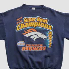 Fanatics Denver Broncos Logo 7 1999 Pullover Sweatshirt Navy Vintage