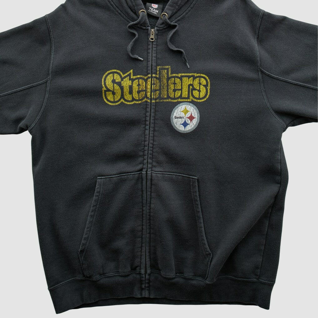 Fanatics Pittsburgh Steelers NFL 2010s Hooded Full Zip Sweatshirt Black Vintage