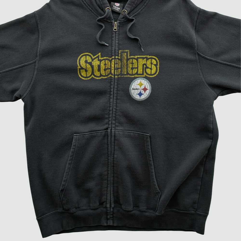 Fanatics Pittsburgh Steelers NFL 2010s Hooded Full Zip Sweatshirt Black Vintage