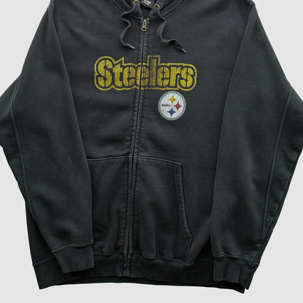 Fanatics Pittsburgh Steelers NFL 2010s Hooded Full Zip Sweatshirt Black Vintage